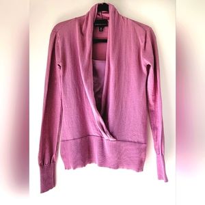DANA BUCHMAN Silk Blouse, Long Sleves, Violet- Pink XS